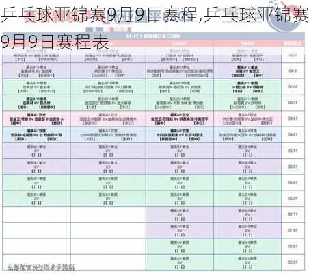 乒乓球亚锦赛9月9日赛程,乒乓球亚锦赛9月9日赛程表