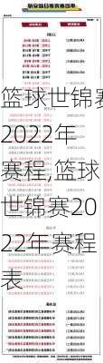篮球世锦赛2022年赛程,篮球世锦赛2022年赛程表