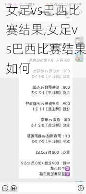 女足vs巴西比赛结果,女足vs巴西比赛结果如何