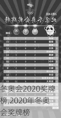 冬奥会2020奖牌榜,2020年冬奥会奖牌榜
