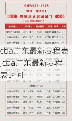 cba广东最新赛程表,cba广东最新赛程表时间