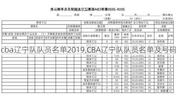 cba辽宁队队员名单2019,CBA辽宁队队员名单及号码