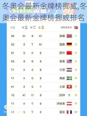 冬奥会最新金牌榜挪威,冬奥会最新金牌榜挪威排名
