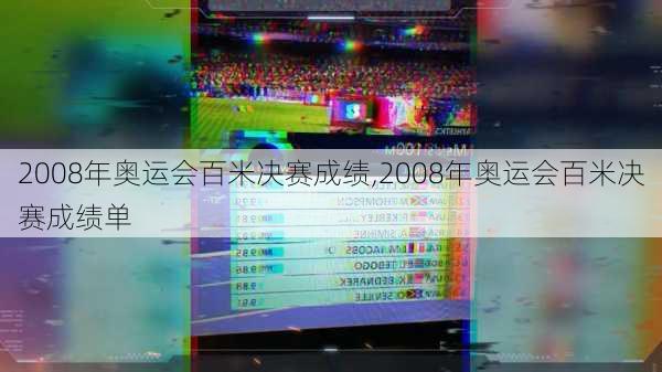 2008年奥运会百米决赛成绩,2008年奥运会百米决赛成绩单