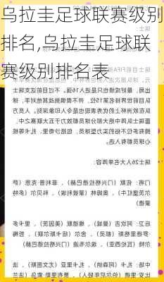 乌拉圭足球联赛级别排名,乌拉圭足球联赛级别排名表