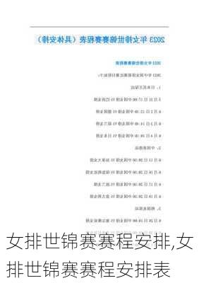 女排世锦赛赛程安排,女排世锦赛赛程安排表