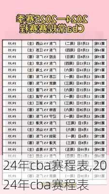 24年cba赛程表,2024年cba赛程表