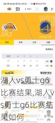 湖人vs勇士g6比赛结果,湖人vs勇士g6比赛结果如何
