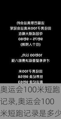 奥运会100米短跑记录,奥运会100米短跑记录是多少