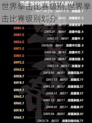 世界拳击比赛级别,世界拳击比赛级别划分
