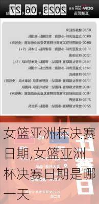 女篮亚洲杯决赛日期,女篮亚洲杯决赛日期是哪一天