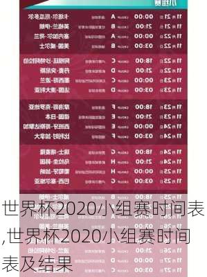 世界杯2020小组赛时间表,世界杯2020小组赛时间表及结果