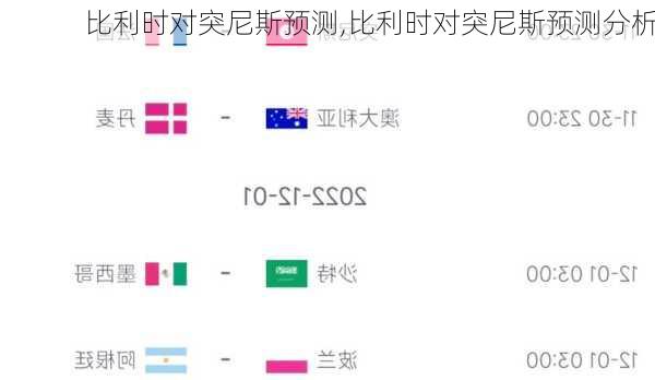 比利时对突尼斯预测,比利时对突尼斯预测分析