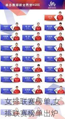 女排联赛榜单,女排联赛榜单出炉