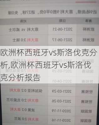 欧洲杯西班牙vs斯洛伐克分析,欧洲杯西班牙vs斯洛伐克分析报告