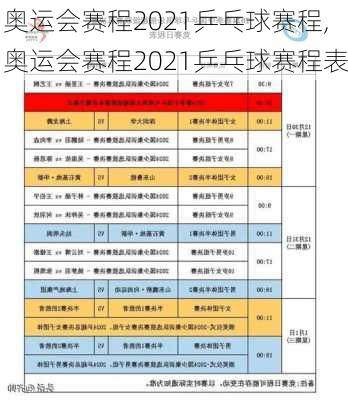 奥运会赛程2021乒乓球赛程,奥运会赛程2021乒乓球赛程表