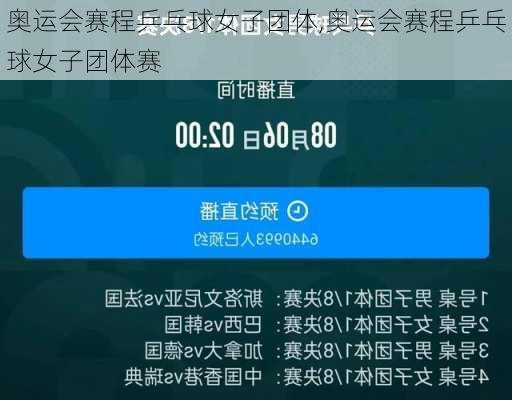 奥运会赛程乒乓球女子团体,奥运会赛程乒乓球女子团体赛