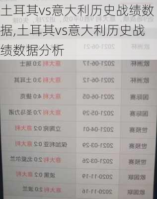 土耳其vs意大利历史战绩数据,土耳其vs意大利历史战绩数据分析