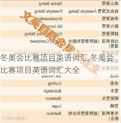 冬奥会比赛项目英语词汇,冬奥会比赛项目英语词汇大全