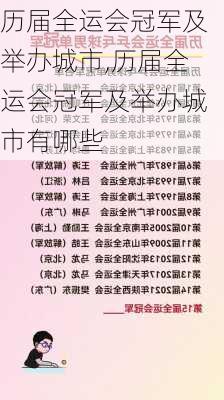 历届全运会冠军及举办城市,历届全运会冠军及举办城市有哪些