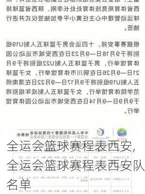 全运会篮球赛程表西安,全运会篮球赛程表西安队名单