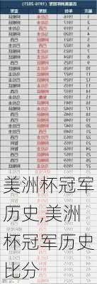 美洲杯冠军历史,美洲杯冠军历史比分