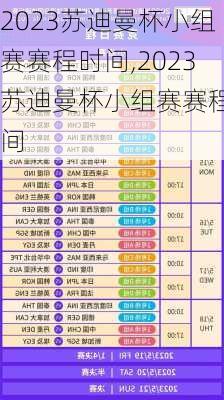 2023苏迪曼杯小组赛赛程时间,2023苏迪曼杯小组赛赛程时间