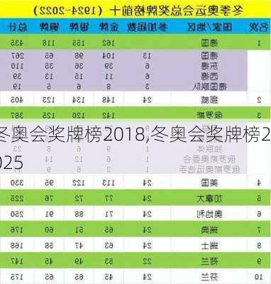 冬奥会奖牌榜2018,冬奥会奖牌榜2025
