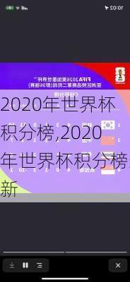 2020年世界杯积分榜,2020年世界杯积分榜最新