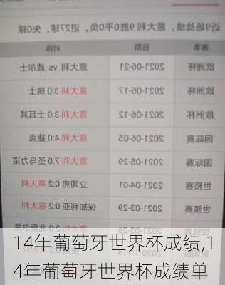 14年葡萄牙世界杯成绩,14年葡萄牙世界杯成绩单
