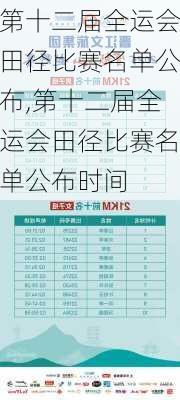 第十二届全运会田径比赛名单公布,第十二届全运会田径比赛名单公布时间