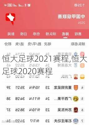 恒大足球2021赛程,恒大足球2020赛程