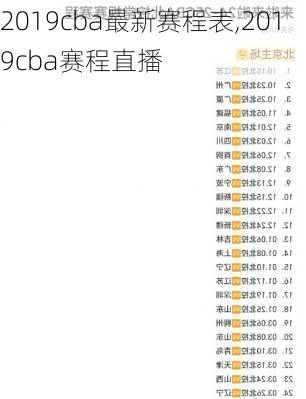 2019cba最新赛程表,2019cba赛程直播
