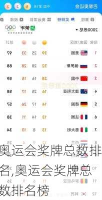 奥运会奖牌总数排名,奥运会奖牌总数排名榜