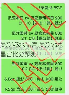 曼联VS水晶宫,曼联vs水晶宫比分预测