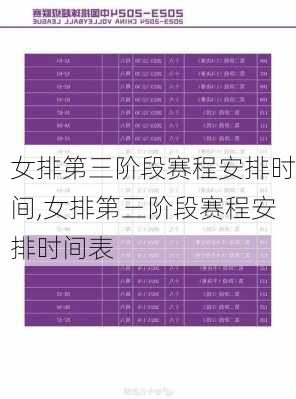 女排第三阶段赛程安排时间,女排第三阶段赛程安排时间表