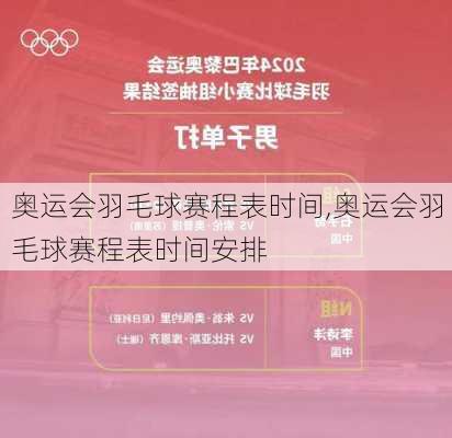 奥运会羽毛球赛程表时间,奥运会羽毛球赛程表时间安排