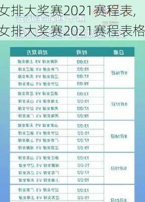 女排大奖赛2021赛程表,女排大奖赛2021赛程表格