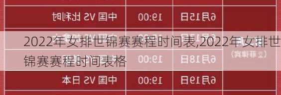 2022年女排世锦赛赛程时间表,2022年女排世锦赛赛程时间表格