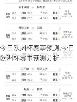 今日欧洲杯赛事预测,今日欧洲杯赛事预测分析