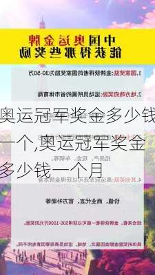 奥运冠军奖金多少钱一个,奥运冠军奖金多少钱一个月