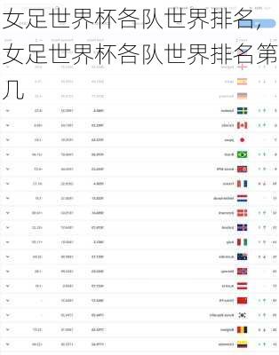 女足世界杯各队世界排名,女足世界杯各队世界排名第几