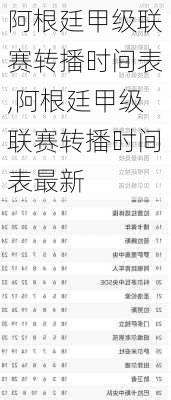 阿根廷甲级联赛转播时间表,阿根廷甲级联赛转播时间表最新
