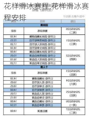花样滑冰赛程,花样滑冰赛程安排