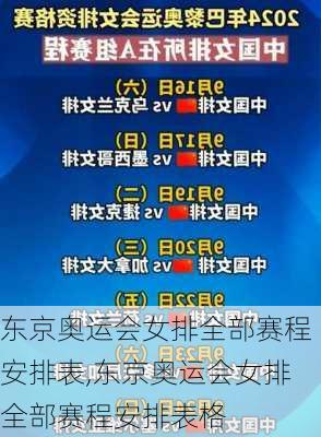 东京奥运会女排全部赛程安排表,东京奥运会女排全部赛程安排表格