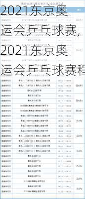 2021东京奥运会乒乓球赛,2021东京奥运会乒乓球赛程