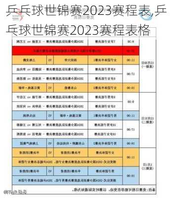 乒乓球世锦赛2023赛程表,乒乓球世锦赛2023赛程表格