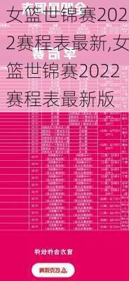 女篮世锦赛2022赛程表最新,女篮世锦赛2022赛程表最新版