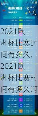 2021欧洲杯比赛时间有多久,2021欧洲杯比赛时间有多久啊