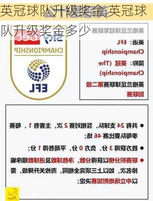英冠球队升级奖金,英冠球队升级奖金多少